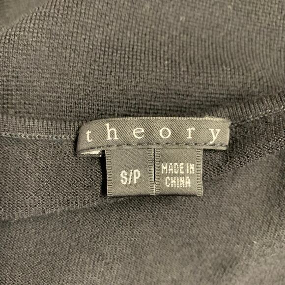 THEORY Size S Pazia Preen Black Wool Long Sleeve Above Knee Dress - Picture 4 of 6